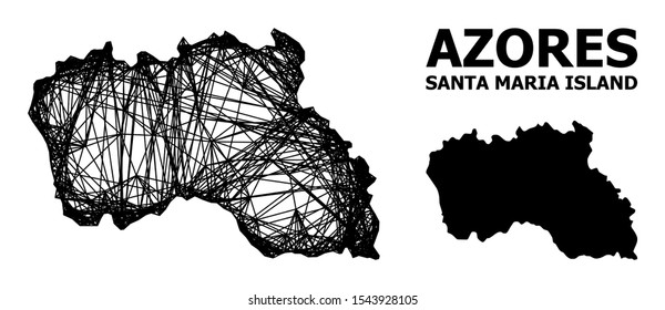Web vector map of Santa Maria Island. Wire carcass 2D mesh in vector EPS format, geographic template for political concepts. map of Santa Maria Island are isolated on a white background.