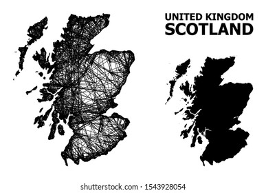 Web vector map of Scotland. Wire carcass flat network in vector format, geographic template for economical designs. map of Scotland are isolated on a white background.