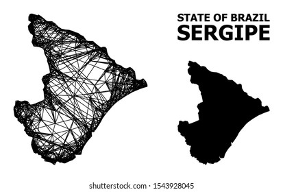 Web vector map of Sergipe State. Wire frame 2D network in vector EPS format, geographic model for educational purposes. map of Sergipe State are isolated on a white background.