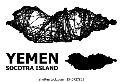 Web vector map of Socotra Island. Wire carcass flat mesh in vector format, geographic model for economical purposes. map of Socotra Island are isolated on a white background.