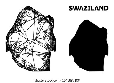 Web vector map of Swaziland. Wire frame 2D mesh in vector format, geographic template for economics illustrations. map of Swaziland are isolated on a white background.