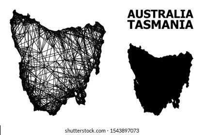 Web vector map of Tasmania Island. Wire frame 2D mesh in vector EPS format, geographic template for educational designs. map of Tasmania Island are isolated on a white background.