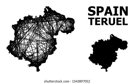 Web vector map of Teruel Province. Linear carcass flat network in vector format, geographic template for economics concepts. map of Teruel Province are isolated on a white background.