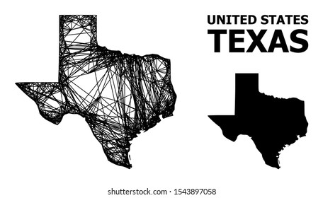 Web vector map of Texas State. Wire carcass flat mesh in vector format, geographic model for economics posters. map of Texas State are isolated on a white background.