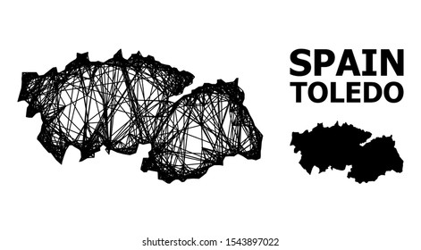 Web vector map of Toledo Province. Wire frame flat network in vector format, geographic model for economics illustrations. map of Toledo Province are isolated on a white background.