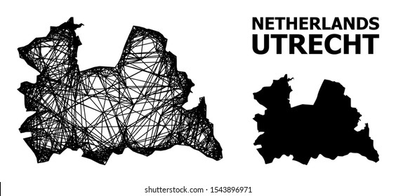 Web vector map of Utrecht Province. Wire carcass 2D mesh in vector EPS format, geographic template for educational illustrations. map of Utrecht Province are isolated on a white background.