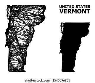 Web vector map of Vermont State. Linear frame 2D mesh in vector format, geographic model for economical designs. map of Vermont State are isolated on a white background.