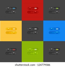 Web vector swatches (ON/OFF).  Bright and colorful elements.