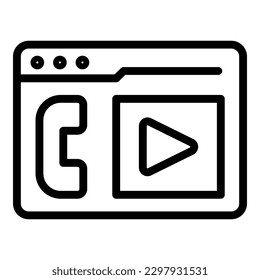 Web video call icon outline vector. Computer stay. Team group