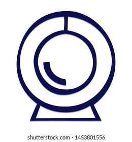 Web Video Camera. Hand Drawn Icon with Blue Ballpoint Pen Style.