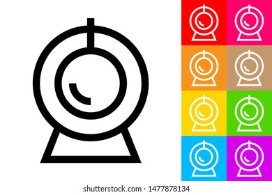 Web Video Camera. Line Icon With Different Color Background.