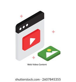 Web Video Content Concept isometric Style Illustrations. Eps 10 File 