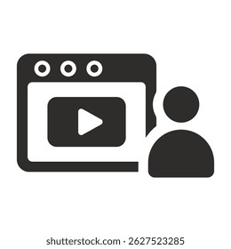 Icône de Vidéo de web, symbole de caméra, illustration vectorielle à plat sur fond blanc