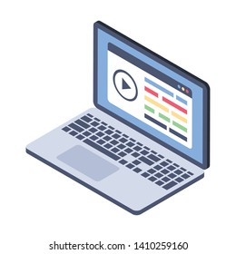 
Web video icon, isometric design vector 

