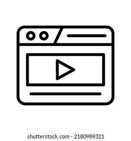 Web Video Icon. Line Art Style Design Isolated On White Background