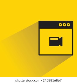 web video icon with shadow on yellow background