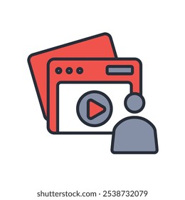 web video icon. vector.Editable stroke.linear style sign for use web design,logo.Symbol illustration.