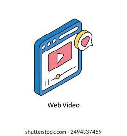 Web Video Isometrisches Stilikon. Symbol auf weißem Hintergrund EPS 10 Datei