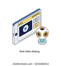 Web Video Making Vector Isometric Filled Outline icon for your digital or print projects. stock illustration