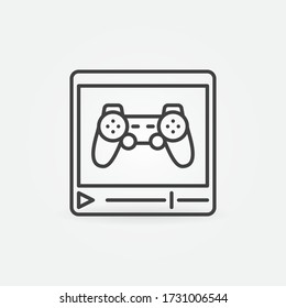 Web Video Player with Gamepad outline icon. Vector Game Streaming linear concept symbol