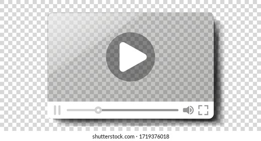 Vidrio para reproductor de vídeo web, diseño minimalista, ilustración vectorial de flujo de vídeo en línea