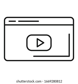 Web video player icon. Outline web video player vector icon for web design isolated on white background