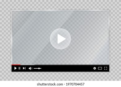 Web video player. Multimedia player social media, play video online window with navigation icons, modern mockup video player interface template, web UI design for web and mobile apps - stock vector