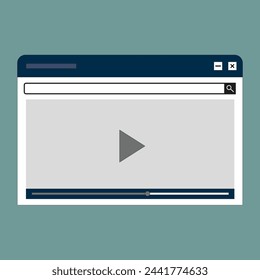 Web video player screen icon. Online streaming interface. Multimedia play button. Digital content concept. Vector illustration. EPS 10.