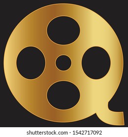 web video symbol in a golden gradient on a black background