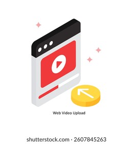 Web Video Upload Concept isometric Style Illustrations. Eps 10 File 