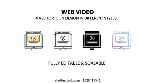 Web Video Vector illustration icons in different style
