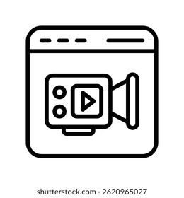 ícone do outline do Vetor de Vídeo da Web. Arquivo Eps10 