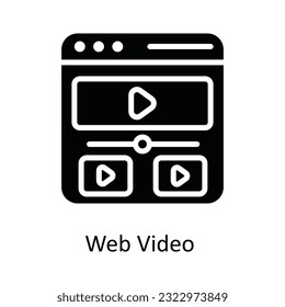 Web Video Vector   solid Icon Design illustration. Multimedia Symbol on White background EPS 10 File