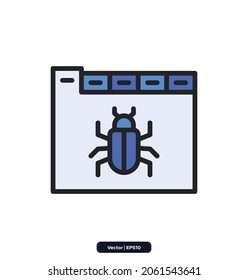 Web Virus icon. Protection and Security Icons Set. Cyber Security Icon Concept. Pixel perfect.