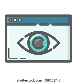 Web Visibility filled outline icon, seo and development, browser sign vector graphics, a colorful line pattern on a white background, eps 10.