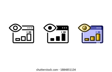 Web visibility icon. With outline, glyph, and filled outline styles