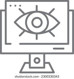 Web Visibility Marketing icon with black outline style. web, eye, graphic, look, vision, lens, element. Vector illustration