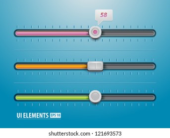 Web volume controls sliders isolated on blue background