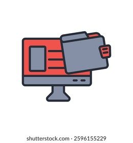 web wallet icon. vector.Editable stroke.linear style sign for use web design,logo.Symbol illustration.