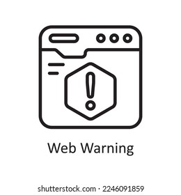 Web Warning Outline Icon Design illustration. Web Hosting And Cloud Services Symbol on White background EPS 10 File