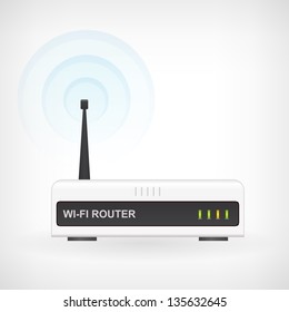 Web Waves Wireless Wi-fi Router Modem Vector Icon