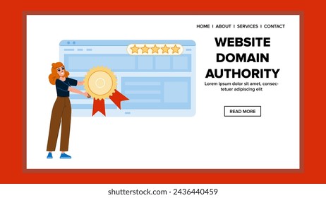 web website domain authority vector. browser site, dns www, url name web website domain authority web flat cartoon illustration