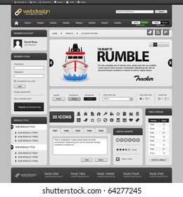 Web Website Element Design Template Grey Dark Vector