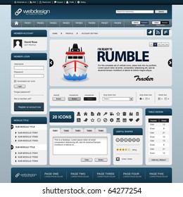 Web Website Element Design Template Blue Vector