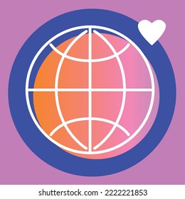 Web, sitio web, icono de página de inicio. Icono plano del planeta globo y tierra. Objeto esférico redondeado. Ilustración de arte de línea de vector aislada