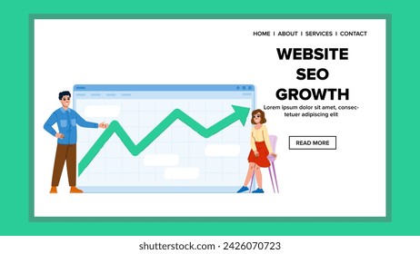 web website seo growth vector. search engine, media digital, analysis optimization web website seo growth web flat cartoon illustration