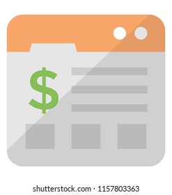 
A web window with dollar sign and web content showing the bank website icon 
