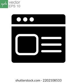 Web window icon solid. Internet browser web page outline. Linear style sign for mobile concept, web design. Browser window simple line, logo. Vector illustration Design on white background. EPS 10