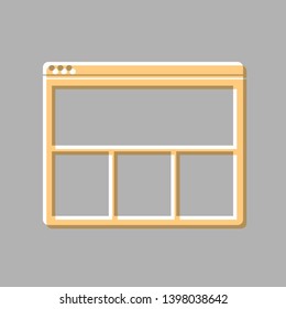 Web window sign. Emboss effect with light orange icon on gray background.