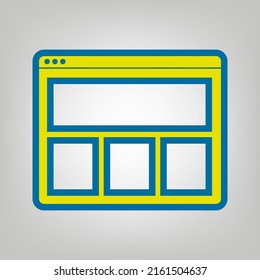 Web window sign. Icon in colors of Ukraine flag (yellow, blue) at gray Background. Illustration.